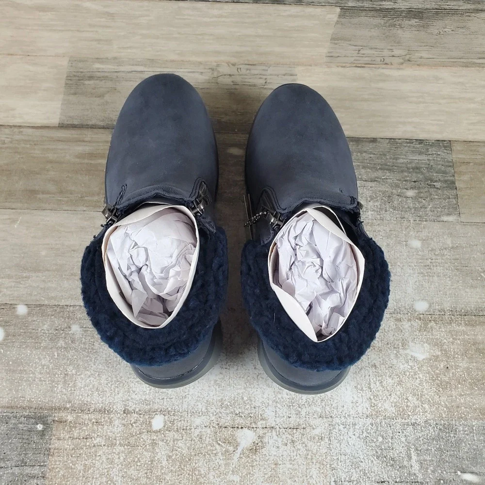 Skechers Easy Going Social Mode Womens Ankle Boots Sz 8.5 Navy Water-Repellent